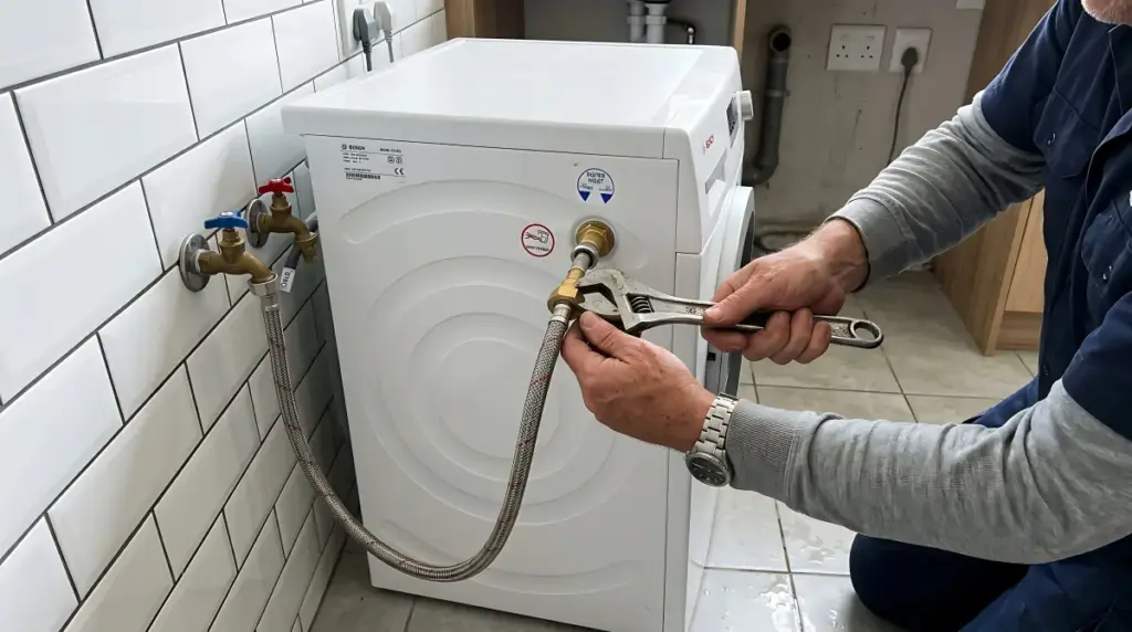 חיבור מכונת כביסה לקו המים בעבודות אינסטלציה